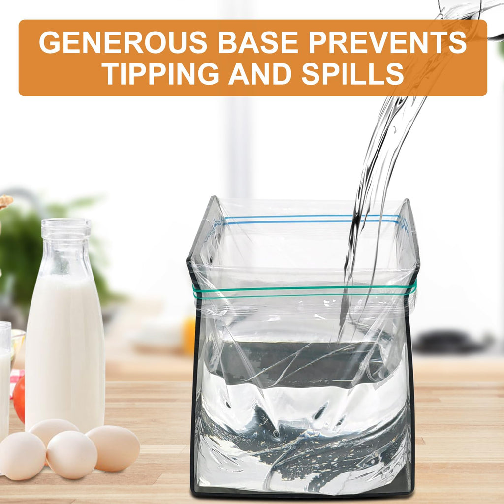 EYUNSTAR Ziplock Bag Holder, 2 Pack Acrylic Baggy Rack Holder for Food Prep, Freezer & Sandwich Bags, Hands-Free Food Storage, Gray