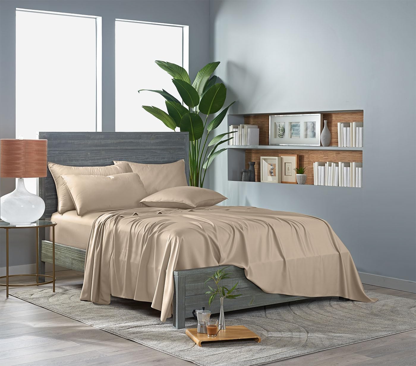Pure Bamboo Twin Sheets - 100% Organic Viscose Bed Sheet Set, Luxuriously Soft & Cooling (Twin, Almond)