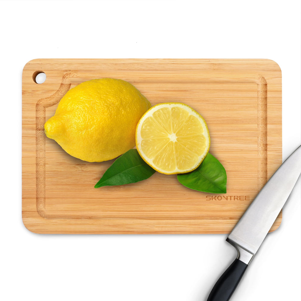 Skovtree Small Bamboo Cutting Boards for Kitchen, Cutting Board with Handle, Juice Groove for Fruits Chopping, Mini Lightweight 9"L x 6"W