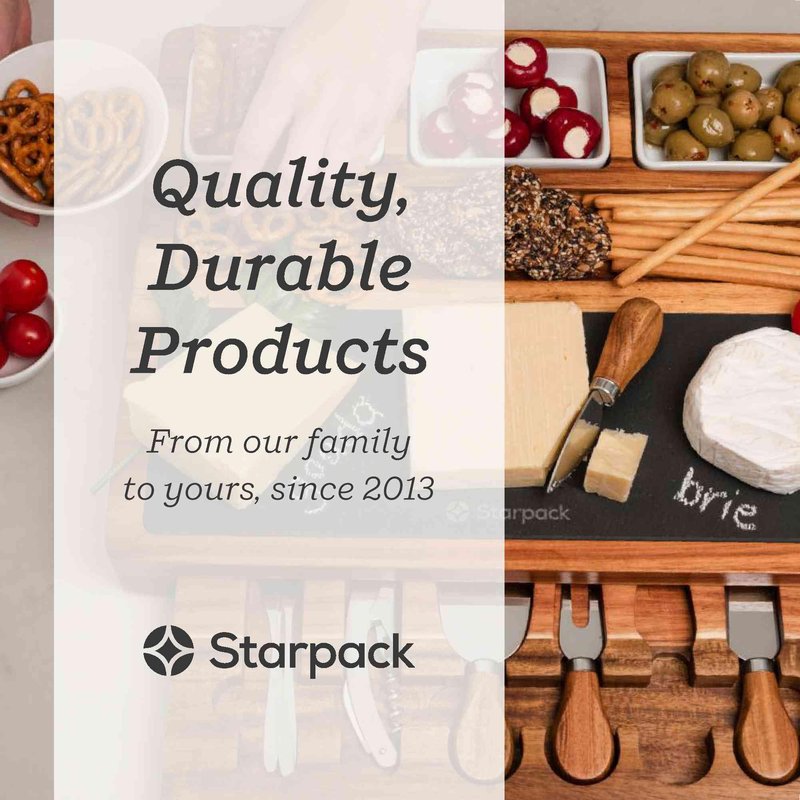 Starpack 'Gather & Graze' Wooden Charcuterie Board & Cheese Board Gift Set with 4 Cheese Knives, Wine Key & 4 Appetizer Forks - Housewarming, Bridal Shower, Wedding Gift