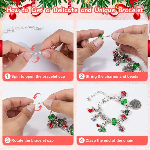 Advent Calendar 2025 - 24-Day Christmas Countdown with DIY Bracelets & Charms | Perfect Kids' Gift