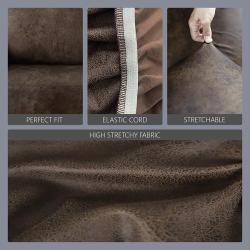 molasofa Leather Like Stretch Futon Slipcover Armless Futon Bed Sofa Cover Furniture Protector with Elastic Bottom, Soft and Washable Futon Cover for Sofa Bed Stay in Place（X Larger，Dark Brown）