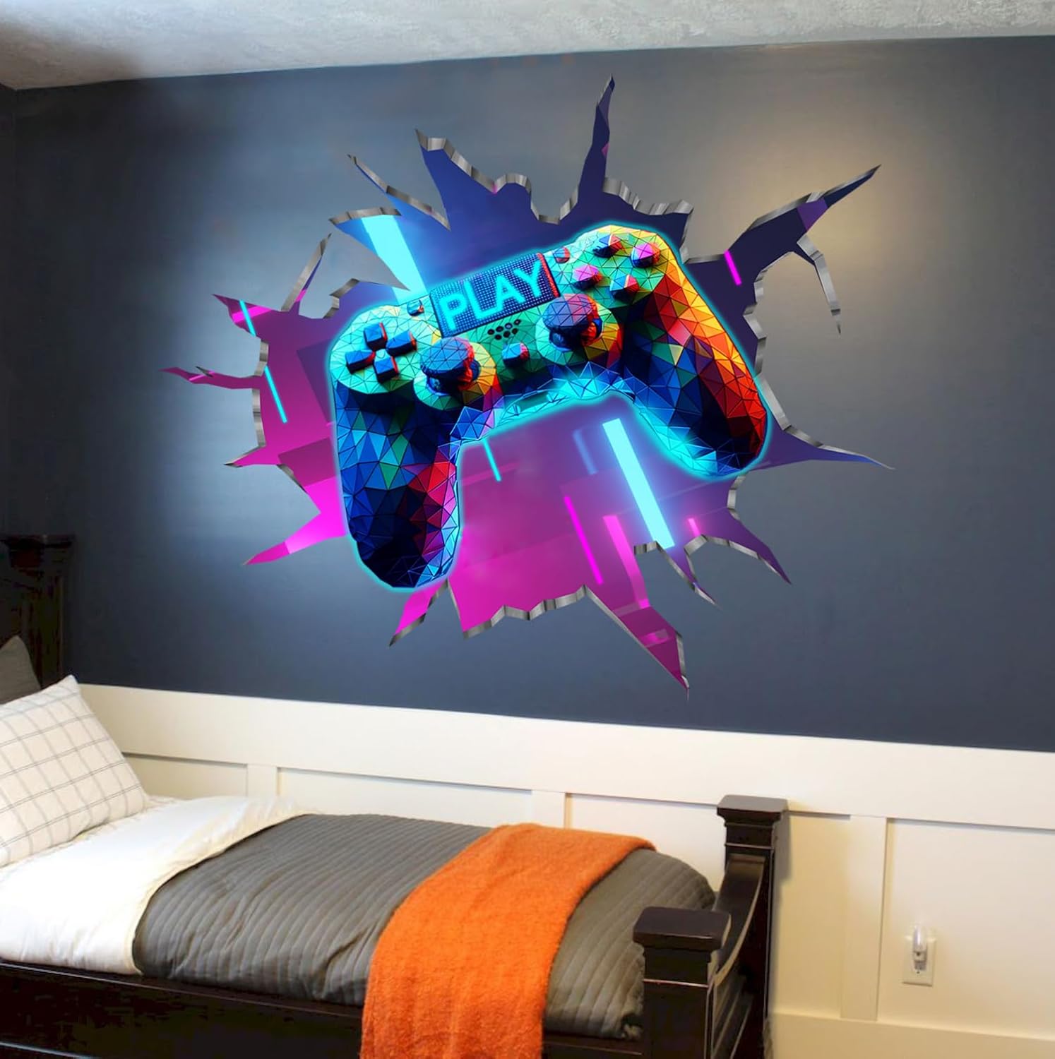 YIMEHDAN 3D Game Wall Decals - Removable Vinyl Stickers for Gamers | 35.8” x 32.4” Playroom Decor