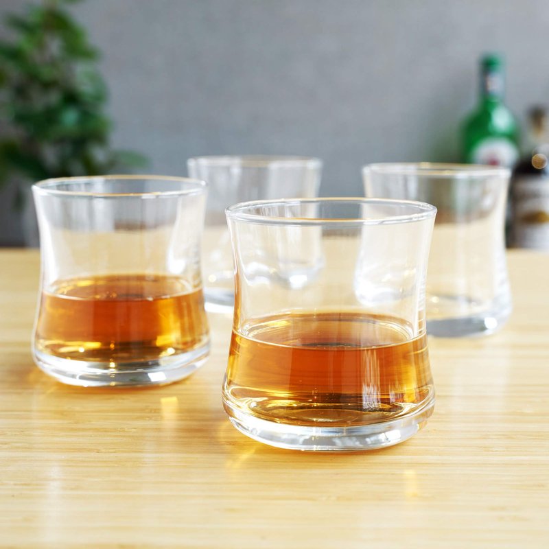 True Bourbon Glass, Whiskey Glasses, Clear Tumbler for Old Fashioned, Scotch, Vodka, Tequila, Brandy, Rum, Gin, Home Bar Glassware, 10 oz Set of 4
