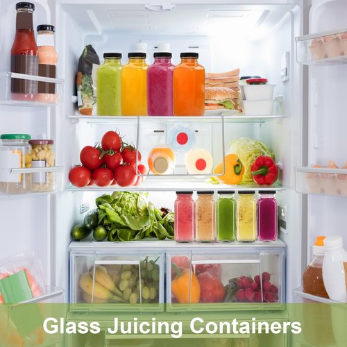 NEWMIAO 12 pack 8 oz Glass Juice Bottles with Lids, Reusable Glass Water Bottles, 250 ml Juice Containers Drinking Jars with Brush, Drink Jars for Milk, Juicing, Kombucha, Ginger