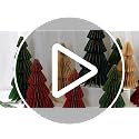 Aneco Green 9 Pcs Honeycomb Christmas Trees Set with Glitter Edges - Medium Size Holiday Decor