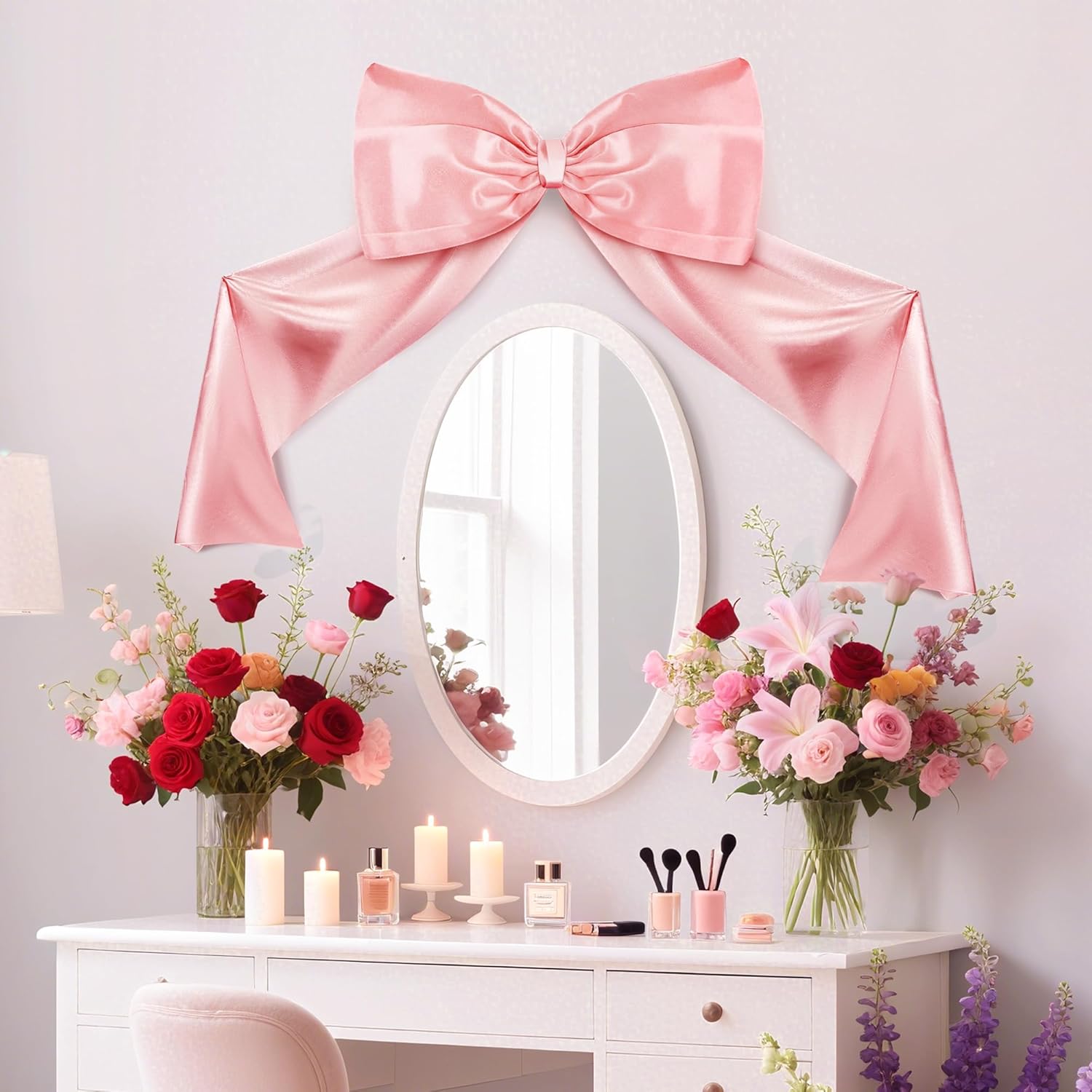 Skiennix Pink Large Bow Decor - Coquette Giant Ribbon Tie for Birthday Party & Home Decor | 24 x 36 Inches