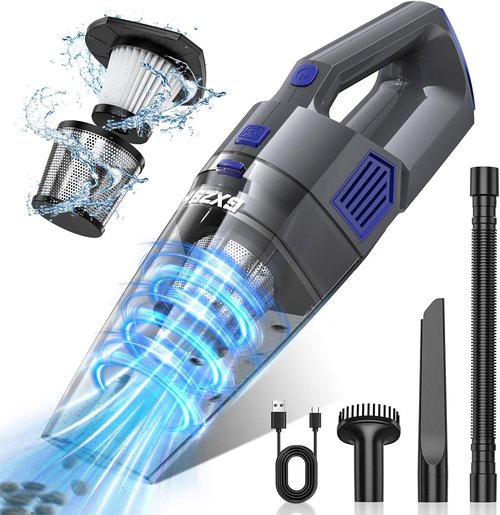 Gxzsk Handheld Vacuum - Cordless 15000PA Strong Suction Cleaner | Portable Multi-Nozzle Design for Home & Car