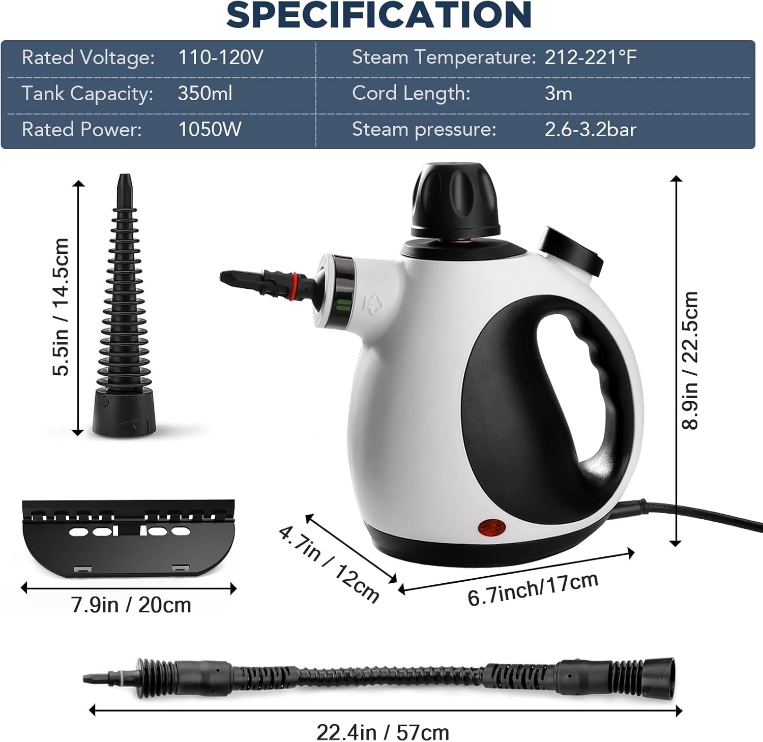 Skiennix Handheld Steam Cleaner - Portable Upholstery Steamer with 10 Accessories for Home Use