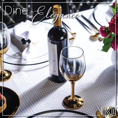 Vikko Decor Gold Ombre Wine Glasses: 14 Ounce Fancy Stemmed Wine Glasses Durable & Dishwasher Safe Great Gift Idea Set of 6 Decorative Goblets