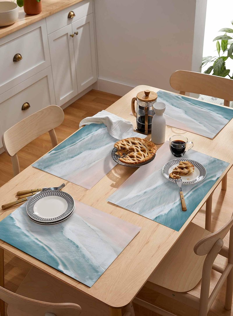 Summer Beach Place Mats Set of 6, Sturdiness Non-Slip Kitchen Placemats, Washable Place Mats - Easy to Clean Ocean Nautical Coastal Table Mats for Dining Room/Seaside Restaurant/Party Decor 13x19 Inch