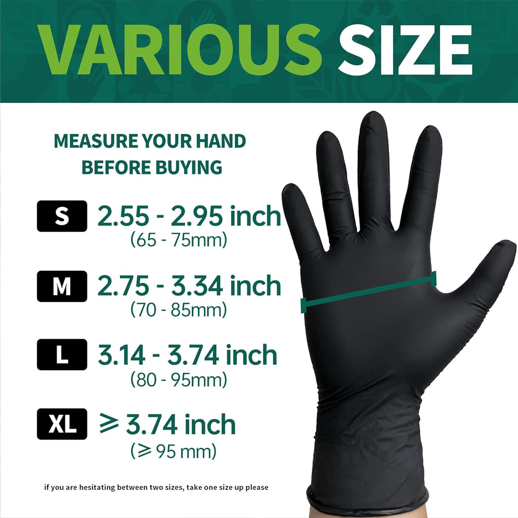 Supmedic Vinyl Disposable Exam Gloves - Black 4Mil, Powder-Free & Latex-Free | Medical & Food Safe, 100 Count