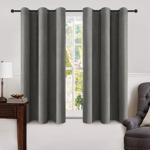 MIULEE Blackout Curtains - 100% Room Darkening Thermal Insulated Grommet Panels | Dark Grey, 42x63 inches