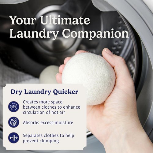 Handy Laundry Wool Dryer Balls - Natural Fabric Softener, Reduces Wrinkles & Saves Drying Time | Pack of 6