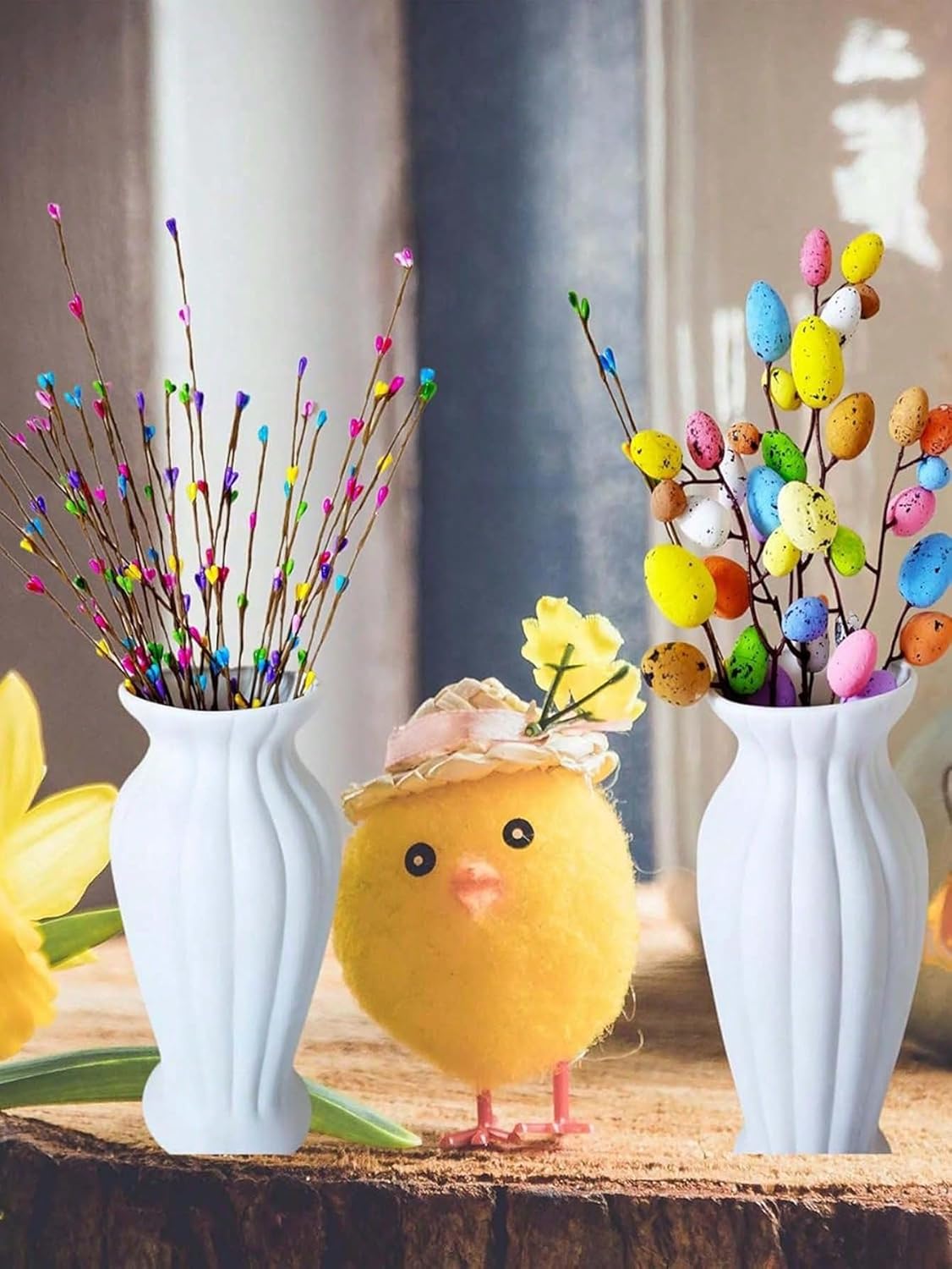 Skiennix 13PCS Artificial Easter Spray Vines - Pastel Egg & Berry Decor for Spring Floral Arrangements