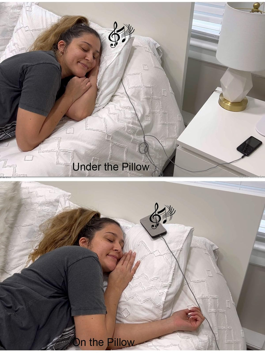 MMUSS Pillow Speaker Wired for Sleeping, Sleep Headphones with Ultra Thin Stereo Speakers Perfect for Side Sleeping,Sports,Travel,Meditation and Relaxation Black Grey