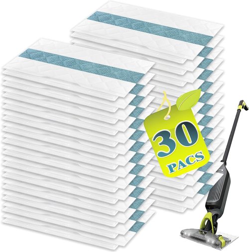 KVLZ Disposable Hard Floor Pad Refills - Compatible with Shark VACMOP Pro | 30-Count for All Sealed Floors