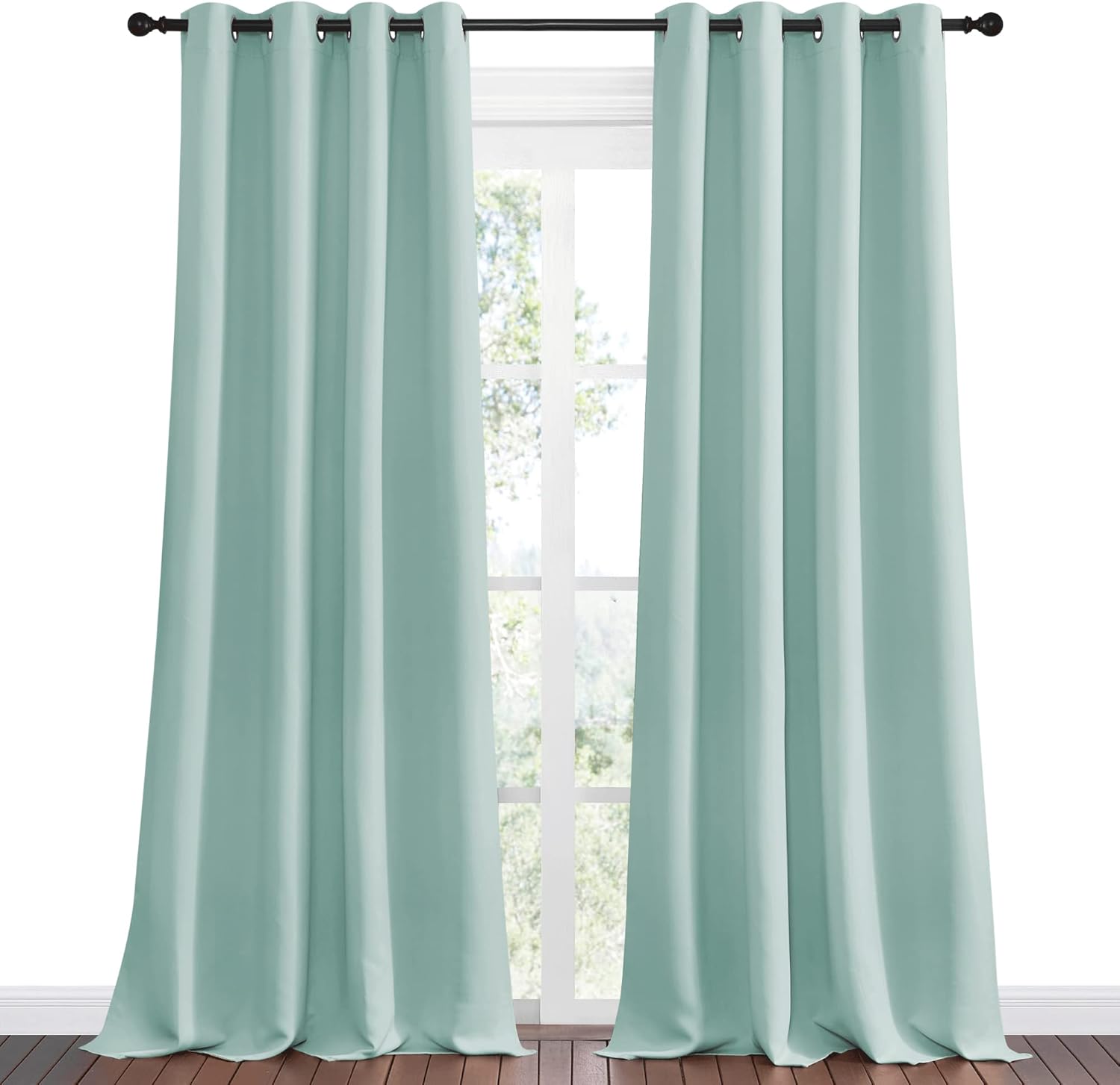 NICETOWN Aqua Blue Blackout Curtains - Sound Reducing & Heat Blocking | 108" Long, 55" Wide, 2 Pieces