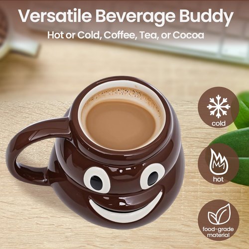Funny Ceramic Poop Coffee Mugs 16oz - Unique Coffee Mugs with Lid And Handle, Big Cute Novelty Desk Cup for Office Adults & White Elephant Gifts