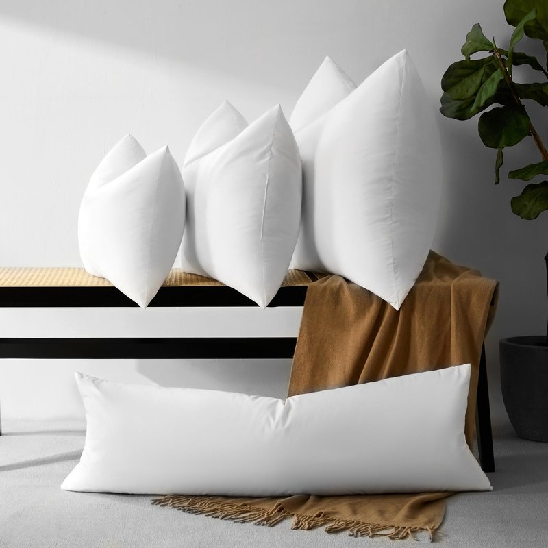 COZY ONE 24x24 Feather and Down Pillow Inserts Set of 2 - Fluffy and Big Décor Pillow with Premium Cotton Cover (24x24 inch, White, Set of 2)