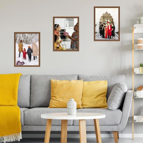 JCJMY 12x17 Picture Frame - Brown Wall Hanging Frame with Shatter Resistant Plexiglass | Horizontal & Vertical Display