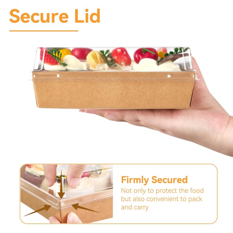 Kucoele 7 x 7 Inches Charcuterie Boxes with Clear Lids, 20 Pack Disposable Large Paper Charcuterie Boxes, To Go Food Containers for Charcuterie, Sandwiches, Cookies, Cake Slices, Strawberries (Brown)