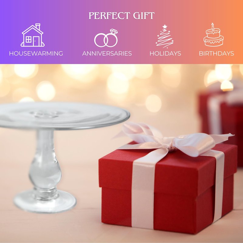 ARTLAND Simplicity Dessert Stand, 9.4-inches - Hand Blown Clear Glass, Ideal for Cakes, Cupcakes, Pastries, and More - Ideal for Everyday Entertainment & Special Occasions