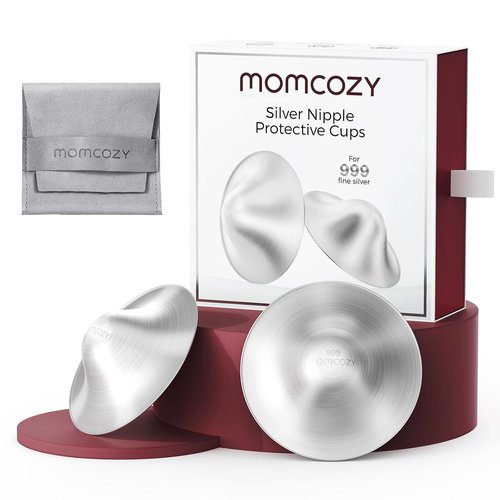Momcozy 999 Silver Nipple Shields - Hole-Free Design for Breastfeeding Newborns | Regular Size