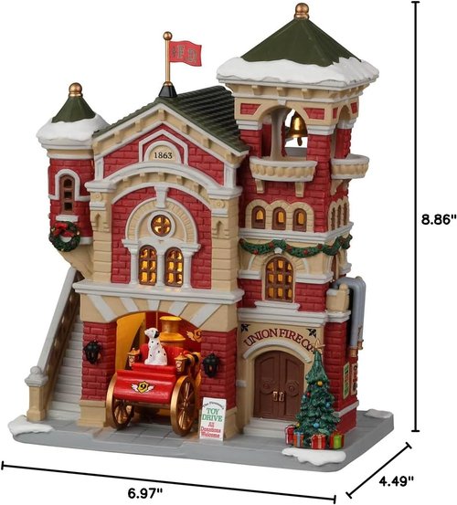 Lemax Union Fire Co. #25885 - Detailed Collectible Firehouse Decoration | Perfect for Holiday Displays