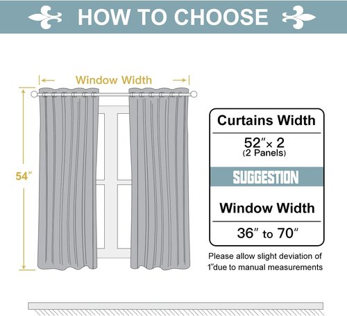 ChrisDowa Grommet Blackout Curtains - Thermal Insulated Room Darkening Panels, Beige, 52W x 54L