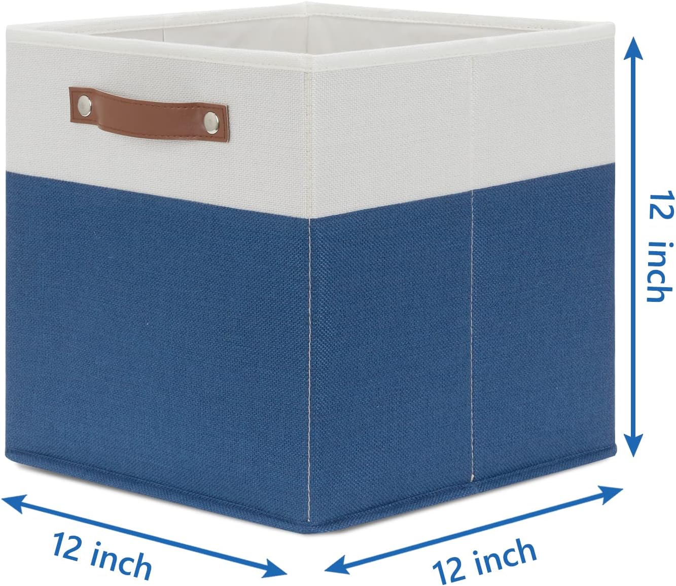 Temary Collapsible Storage Boxes - 12x12 Blue Cube Bins with Handles for Home Organization