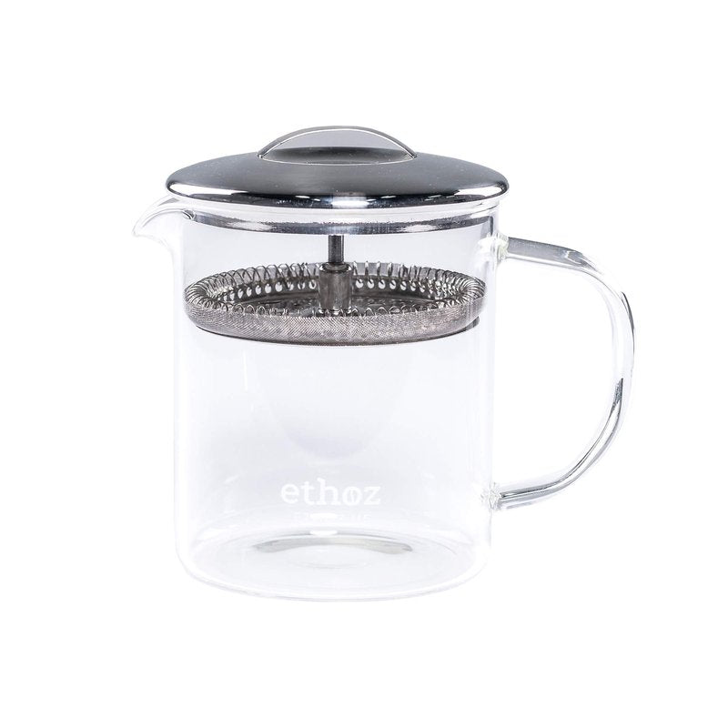 Ethoz® by Planetary Design Glass Tea Brewer – Premium Loose-Leaf Infuser, Borosilicate Chamber, Stainless Steel Strainer, 14 fl.oz. / 400 mL, Minimalist Design, Sustainable & Easy to Clean