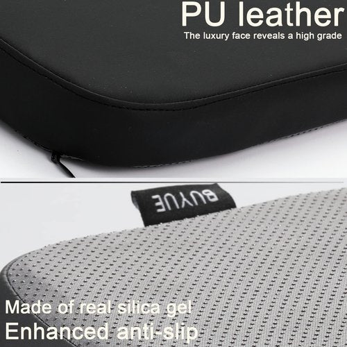 BUYUE Enhanced Anti-Slip Magnetic Bar Stool Cushions Set of 4, Luxury PU Leather Waterproof Small Seat Cushions for Café Bistro Stackable Metal Stools (Square, Black, 4)
