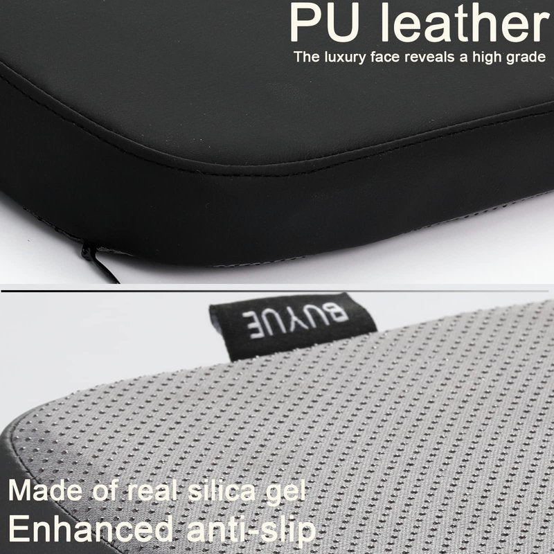 BUYUE 14" Metal Chair Cushions with Magnetic Set of 4, Luxury PU Leather Waterproof Anti-Slip Seat Pads for Kitchen Cafe Dining Bistro Stackable Chairs (U-Shape, Black, 4)