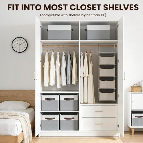 Criusia Closet Organizers - 6 Pack Storage Baskets with Handles for Bedroom & Nursery Organization
