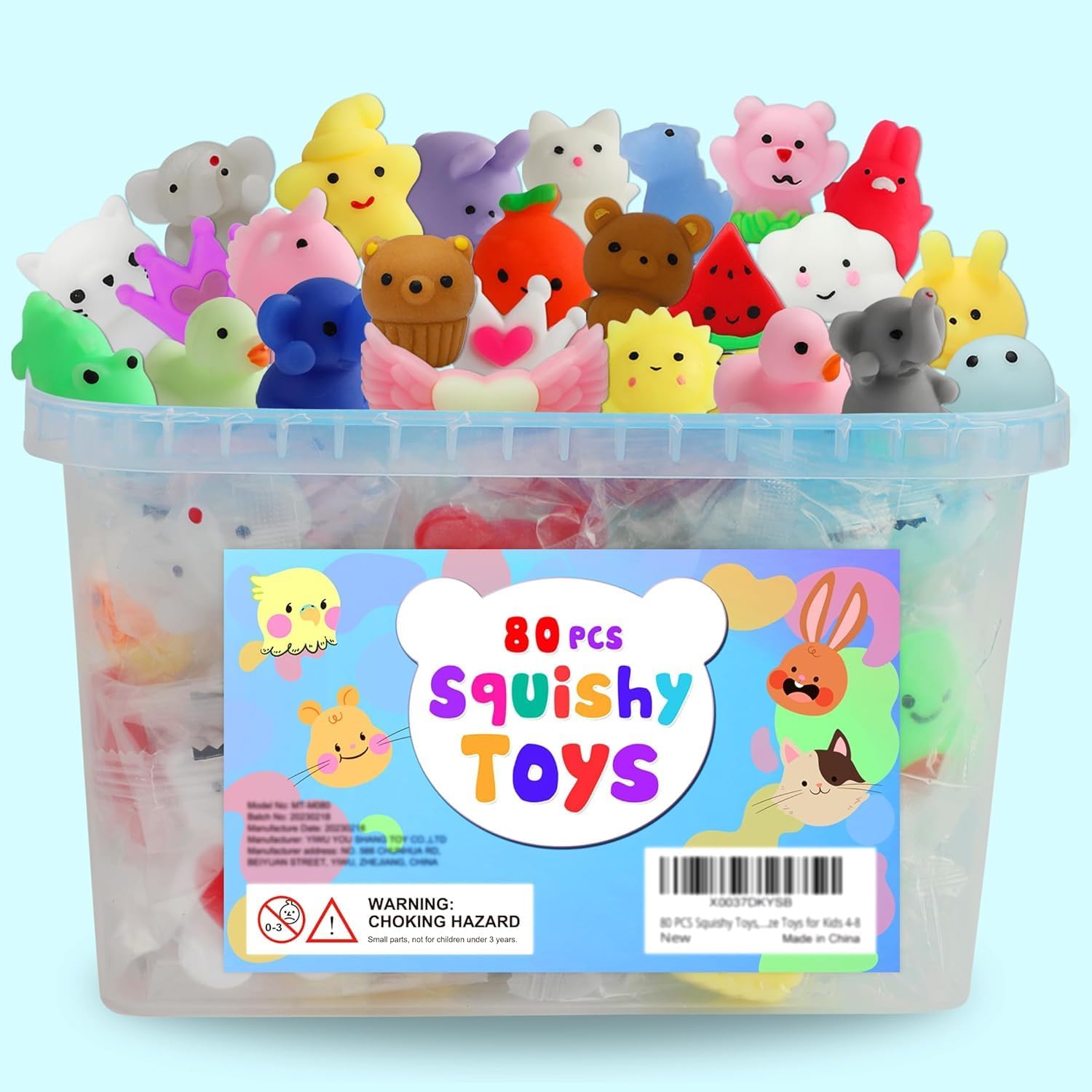 Skiennix Kawaii Squishies - 80Pcs Mochi Fidget Sensory Toys for Kids 4-8 | Perfect Birthday & Easter Gifts