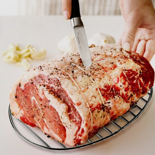 DIMESHY Roasting Rack, Black with Integrated Feet, Enamel Finished, Nonstick, fit for 15 inches oval roasting pan, safety, dishwasher, Great for Basting, Cooking, Drying, Cooling rack. (12.5”x 8.5”)