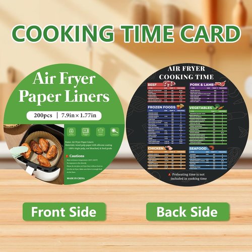 Air Fryer Liners - 200PCS Round 8 Inch Non-Stick Parchment Paper | Food Grade for 5-8 QT Air Fryers