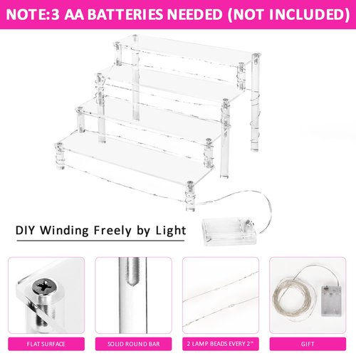 Display Shelf Cake Stand – 4 Tier Shelf Cake Pop Stand – Multifunctional and Durable Acrylic Stand – Mounting Hardware Included – Ideal for Desserts, Cosmetics, Glassware, Figurines