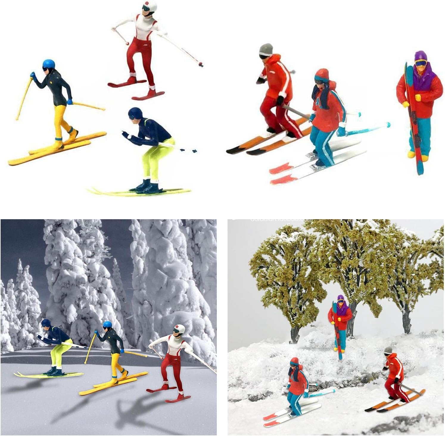 Skiennix Miniature Skiing Figures - 6Pcs Hand-Painted Accessories for DIY Projects & Decor