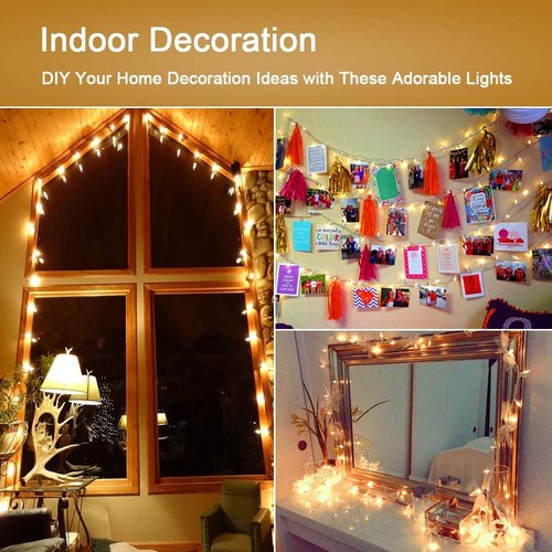 Brizled Clear Christmas Lights - 300 Count 69.6ft Connectable White String Lights for Indoor/Outdoor Use