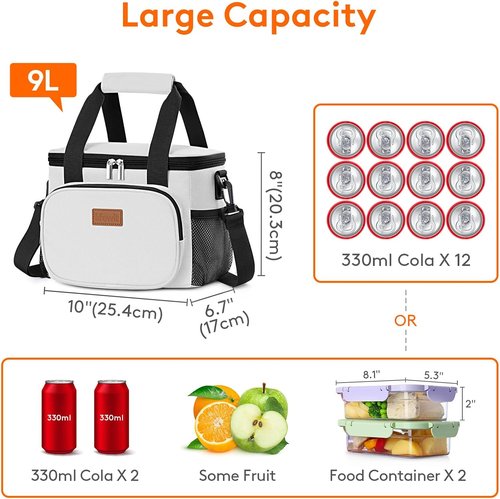 Lifewit Insulated Lunch Bag - Soft Cooler Tote for Men & Women | 12-Can Capacity, Silver Gray