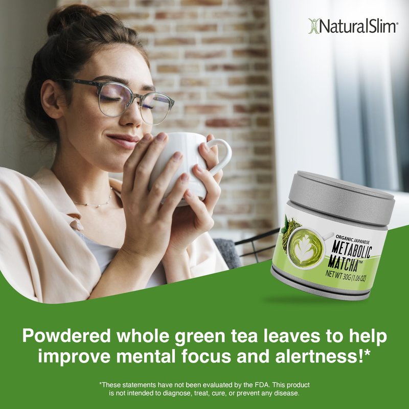 Naturalslim Japanese Organic Matcha Powder Green Tea - Metabolic Pure Japanese Matcha Tea Superfood with L-Theanine & Antioxidants for Metabolism, Energy, & Concentration - 30g