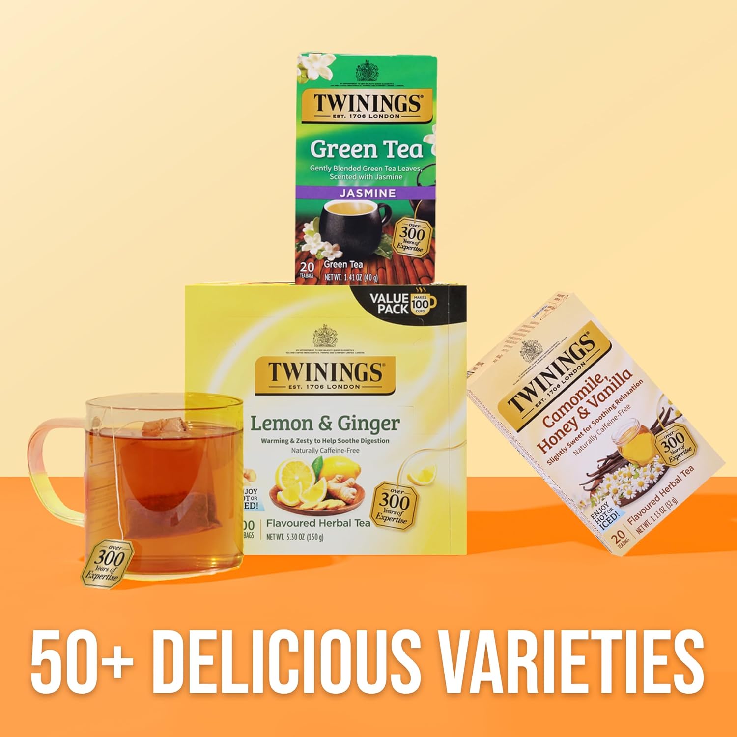 Twinings Pomegranate & Raspberry Herbal Tea - Caffeine-Free, 20 Individually Wrapped Bags (Pack of 6)