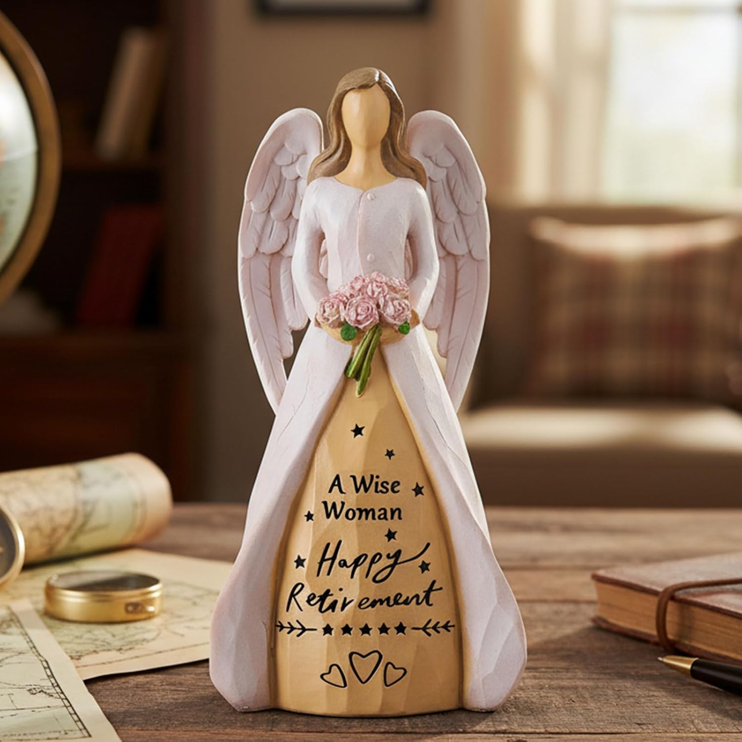 NAN ZAI NAN FANG Retirement Gifts for Women | Funny Hand-Painted Angel Figurine - 5.5" Personalized Gift for Coworkers, Teachers, Nurses & Friends