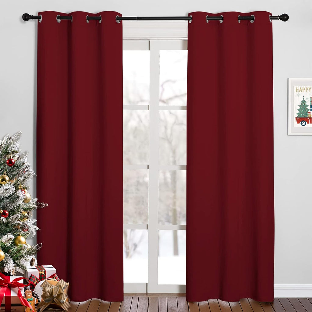 NICETOWN Blackout Curtains - Thermal Insulated Grommet Drapes for Living Room | 42 x 84 Inches, Burgundy Red