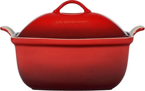 Le Creuset Heritage Stoneware Deep Baker - 4.5 Qt. with Lid in Cerise | Durable & Stylish Cooking