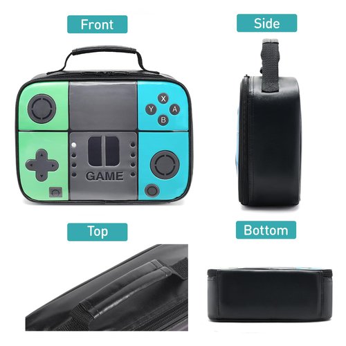Tongtai Boys Lunch Box,Kids Gamer Lunch Box for School,Leather Insulated Thermal Meal Cooler Lunch Bag for Boys Kids Teen