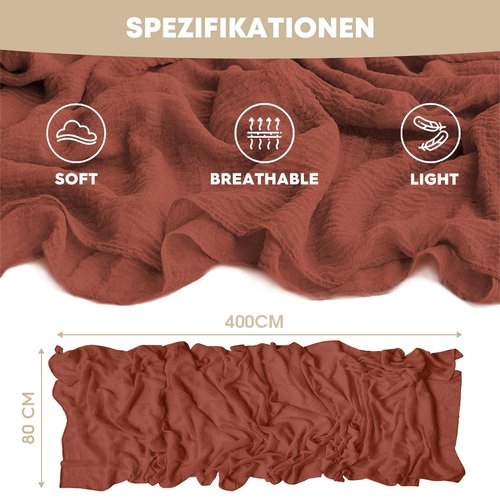 Artoid Mode Boho Cheesecloth Gauze Terracotta Wedding Table Runner, 160 Inch Seasonal Fall Thanksgiving Fabric Kitchen Dining Holiday Table Decor for Home Party Indoor