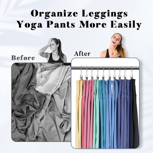 HOUSE DAY Legging & Yoga Pants Hangers - 20 Pack Space-Saving Clips for Closet Organization | Ivory